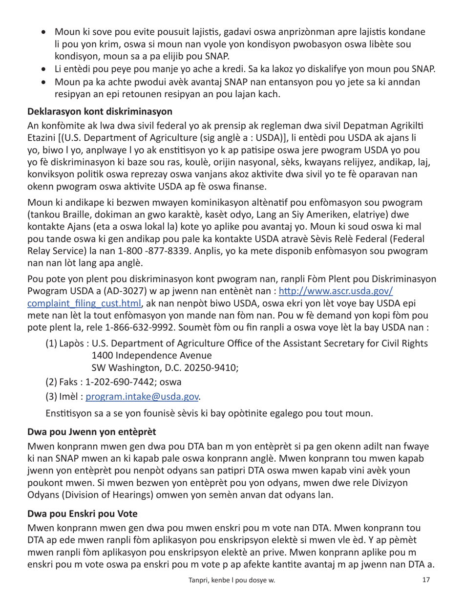 Form SNAP-APP-SENIORS Snap Benefits Application for Seniors - Massachusetts (Haitian Creole), Page 17