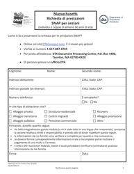 Form SNAP-APP-SENIORS &quot;Snap Benefits Application for Seniors&quot; - Massachusetts (Italian)
