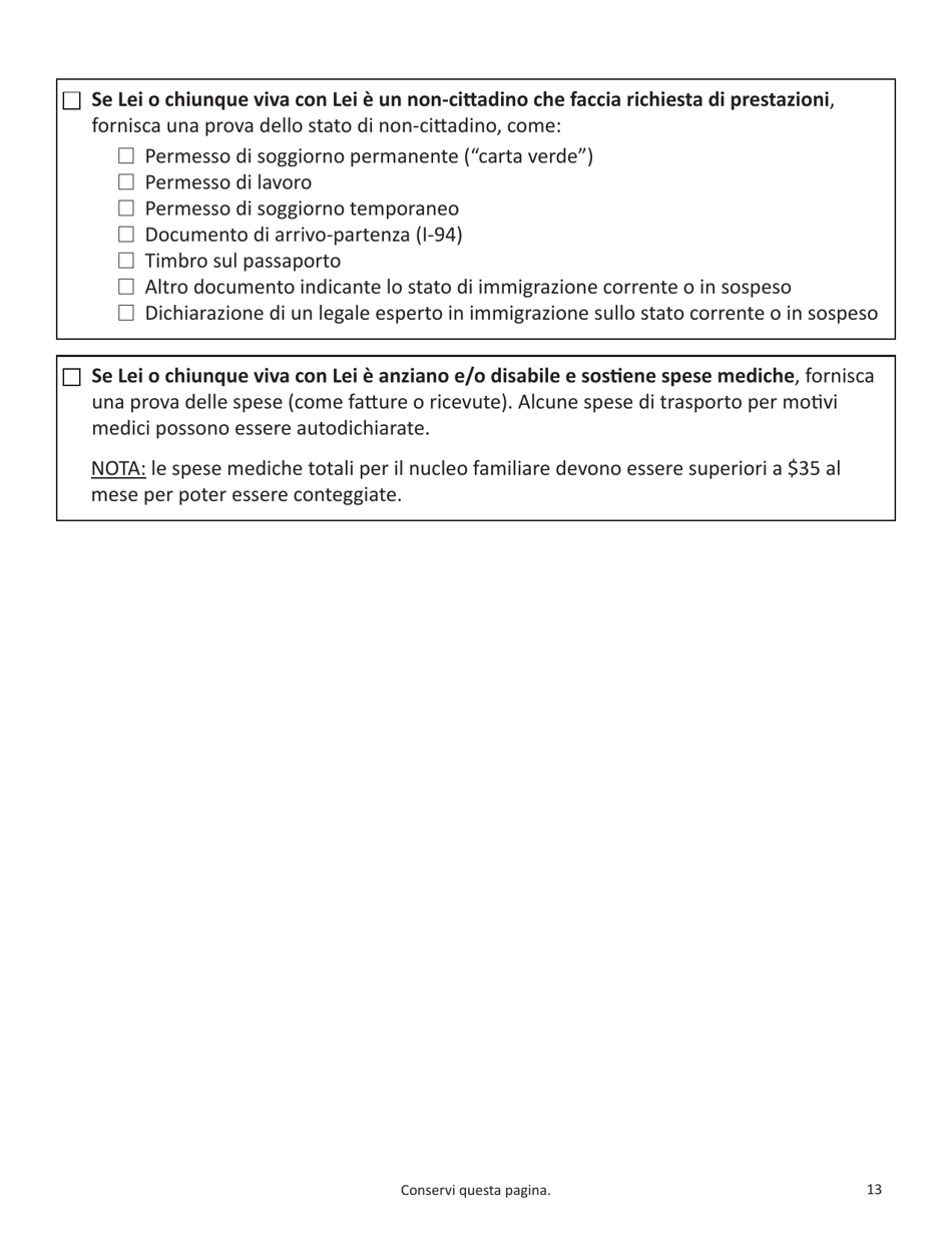 Form SNAP-APP-SENIORS Snap Benefits Application for Seniors - Massachusetts (Italian), Page 13