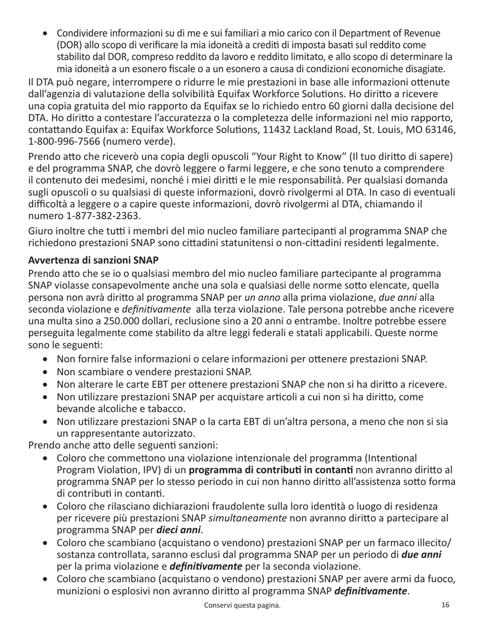 Form SNAP-APP-SENIORS Snap Benefits Application for Seniors - Massachusetts (Italian), Page 16
