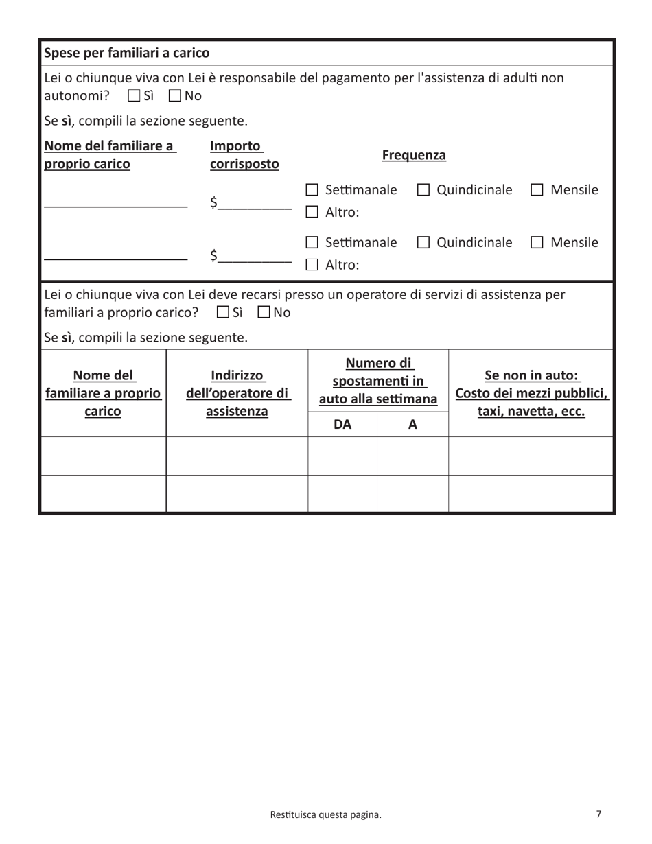 Form SNAP-APP-SENIORS Snap Benefits Application for Seniors - Massachusetts (Italian), Page 7