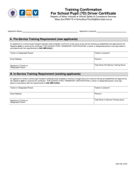 Form VSC126 Training Confirmation for School Pupil (7d) Driver Certificate - Massachusetts