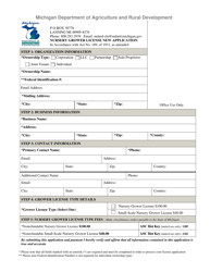 Document preview: Nursery Grower License New Application - Michigan
