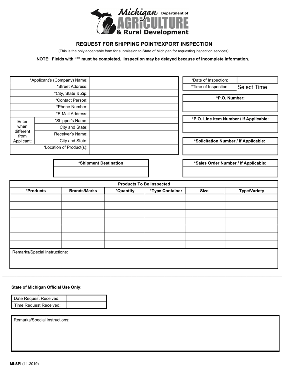 Form MI-SPI - Fill Out, Sign Online and Download Fillable PDF, Michigan ...