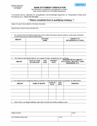 Document preview: Form 1310 Bank Statement Verification - Michigan