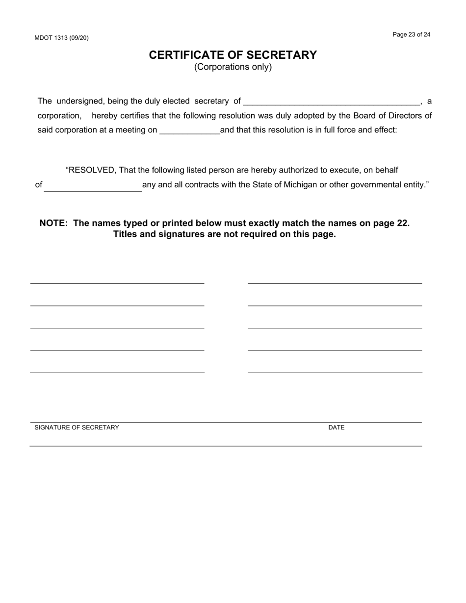 Form 1313 Construction Prequalification Application - Michigan, Page 23