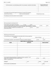 Form 1313 Construction Prequalification Application - Michigan, Page 6