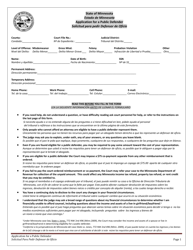Document preview: Application for a Public Defender - Minnesota (English/Spanish)