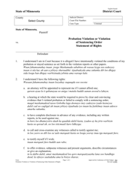 Document preview: Form CRM206 Probation Violation or Violation of Sentencing Order Statement of Rights - Minnesota (English/Somali)