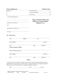 Form CSX1002 Notice of Motion, Motion and Affidavit to Contest Support Judgment Levy - Minnesota