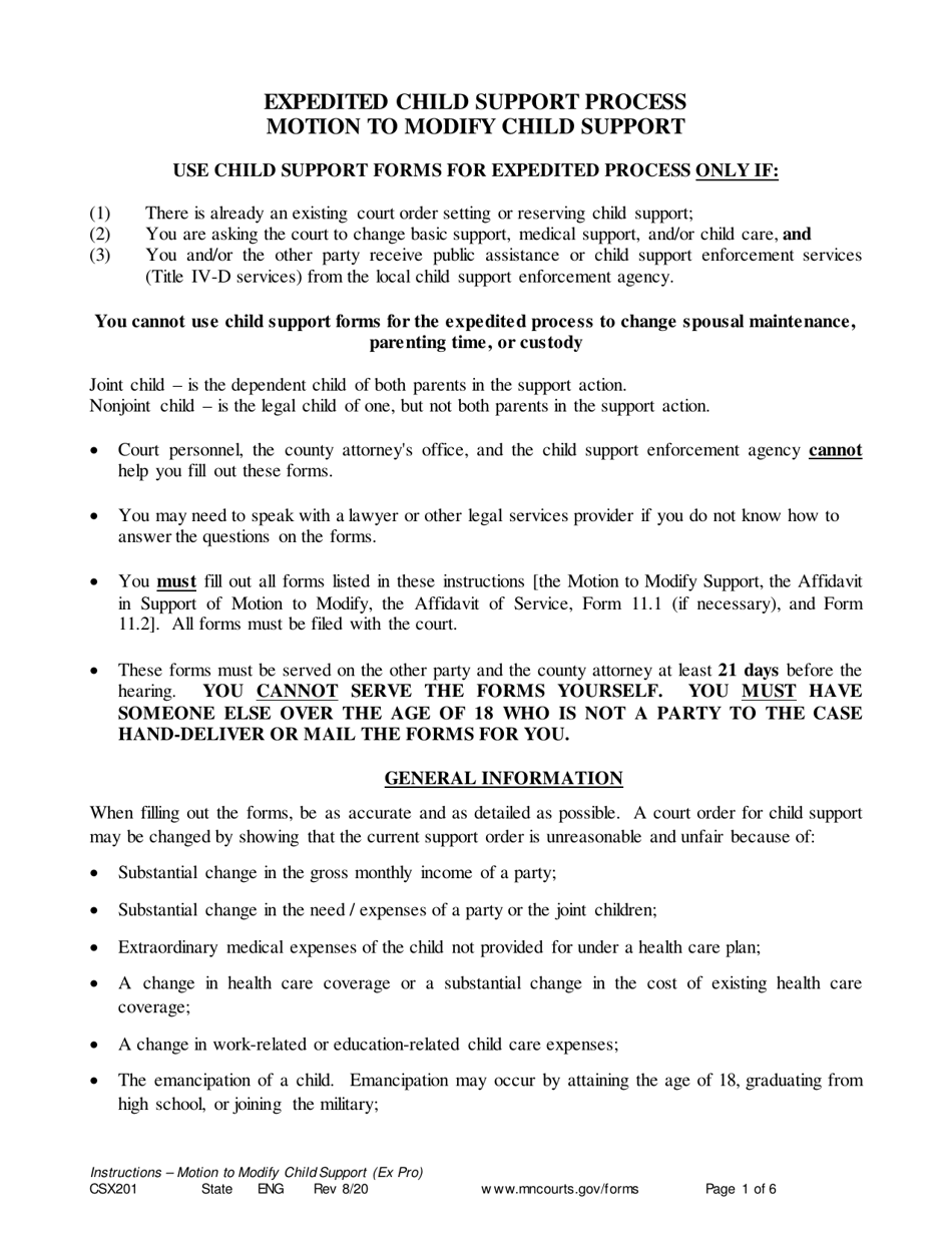 Download Instructions for Form CSX202 Notice of Motion and Motion to