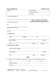 Form CSX2302 Notice of Motion and Motion to Modify Medical Support Only - Minnesota