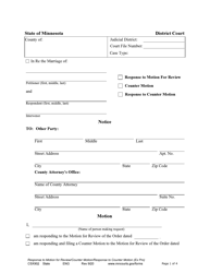 Document preview: Form CSX902 Response to Motion for Review / Counter Motion - Minnesota