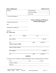 Document preview: Form CSX202 Notice of Motion and Motion to Modify Child Support - Minnesota