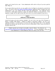 Instructions for Form CSX302 Response to Motion to Modify Support - Minnesota, Page 6