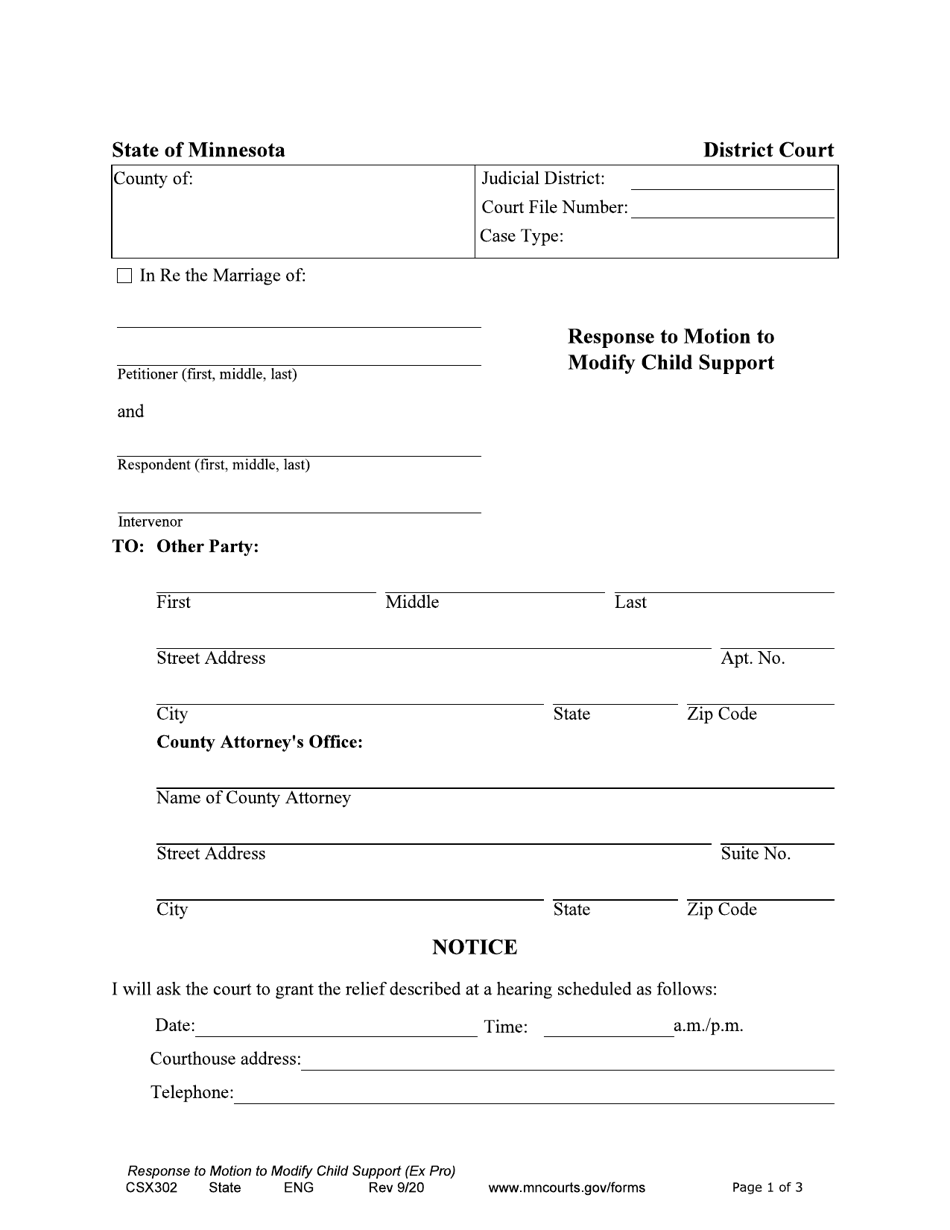 Form CSX302 Download Fillable PDF or Fill Online Response to Motion to ...