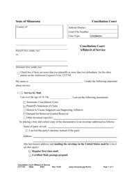 Form CCT103 &quot;Conciliation Court Affidavit of Service&quot; - Minnesota