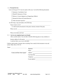 Form CCT103 Conciliation Court Affidavit of Service - Minnesota, Page 2