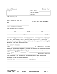 Document preview: Form DIV1404 Order to Show Cause and Appear - Minnesota