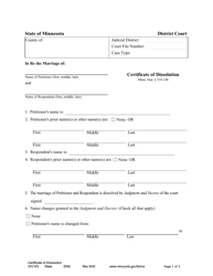 Document preview: Form DIV103 Certificate of Dissolution - Minnesota