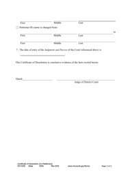 Form DIV103S &quot;Certificate of Dissolution (For Co-petitioners)&quot; - Minnesota, Page 2