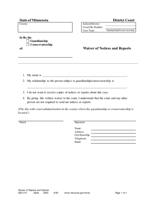 Form GAC110  Printable Pdf