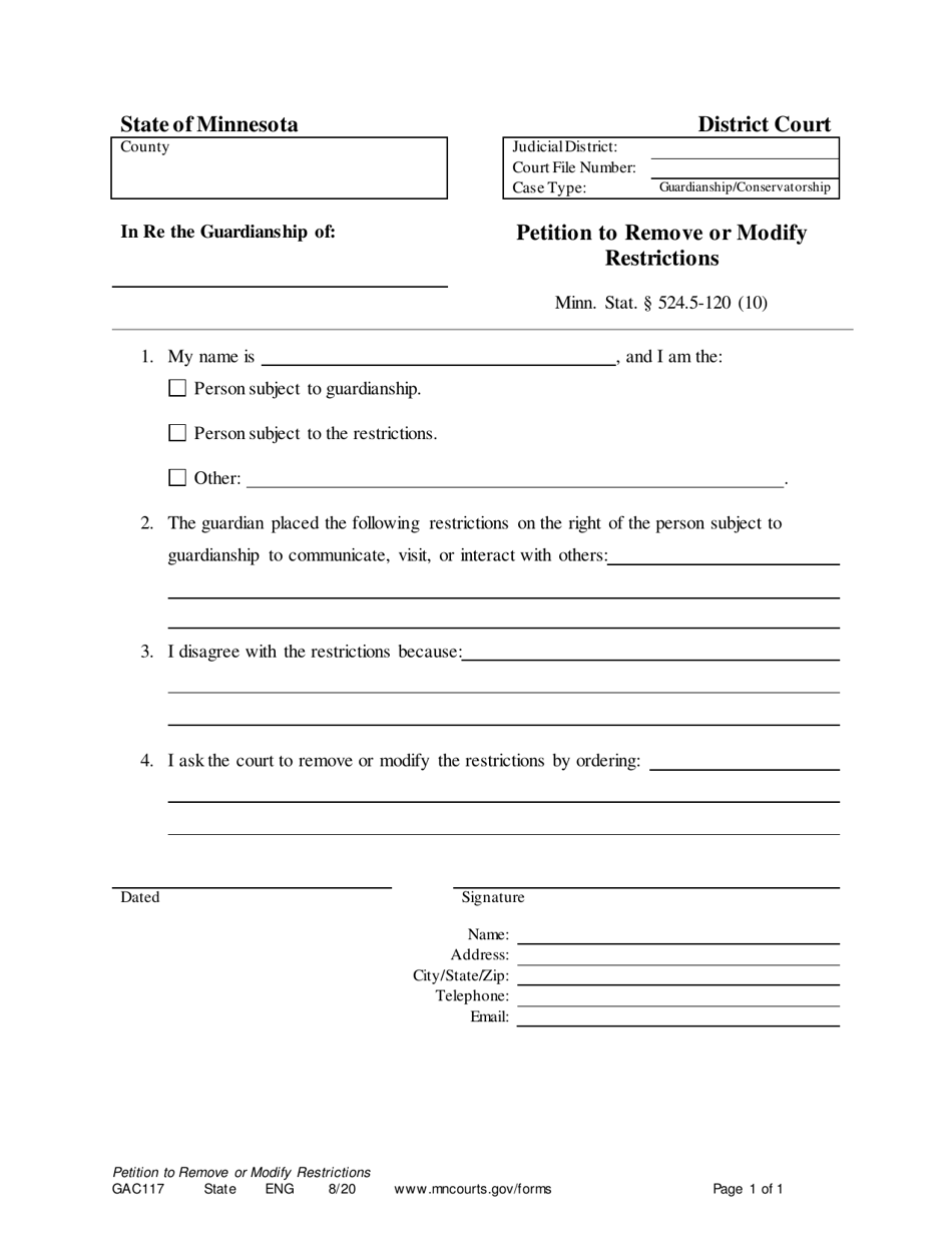 Form GAC117 - Fill Out, Sign Online and Download Printable PDF ...