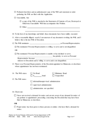 Form PRO1202 Petition for Formal Probate of Will and for Formal Appointment of Personal Representative - Minnesota, Page 3
