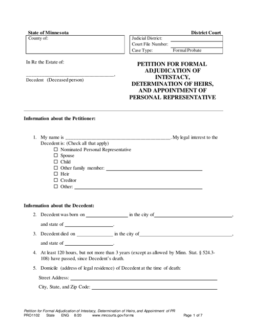Form PRO1102  Printable Pdf