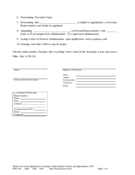 Form PRO1102 Petition for Formal Adjudication of Intestacy, Determination of Heirs, and Appointment of Personal Representative - Minnesota, Page 7