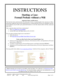 Document preview: Form PRO1101 Instructions - Starting a Case: Formal Probate Without a Will - Minnesota