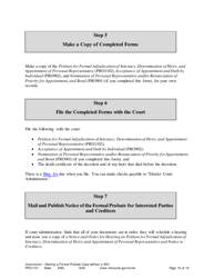 Form PRO1101 Instructions - Starting a Case: Formal Probate Without a Will - Minnesota, Page 16