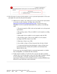 Form PRO1101 Instructions - Starting a Case: Formal Probate Without a Will - Minnesota, Page 7