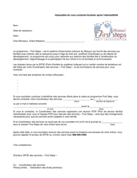 Document preview: Unable to Contact/Locate After Eligibility - Missouri (French)