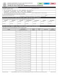 Document preview: Form MO580-2039 Listing of Child Care Staff Member(S)/Household Member(S) - Missouri