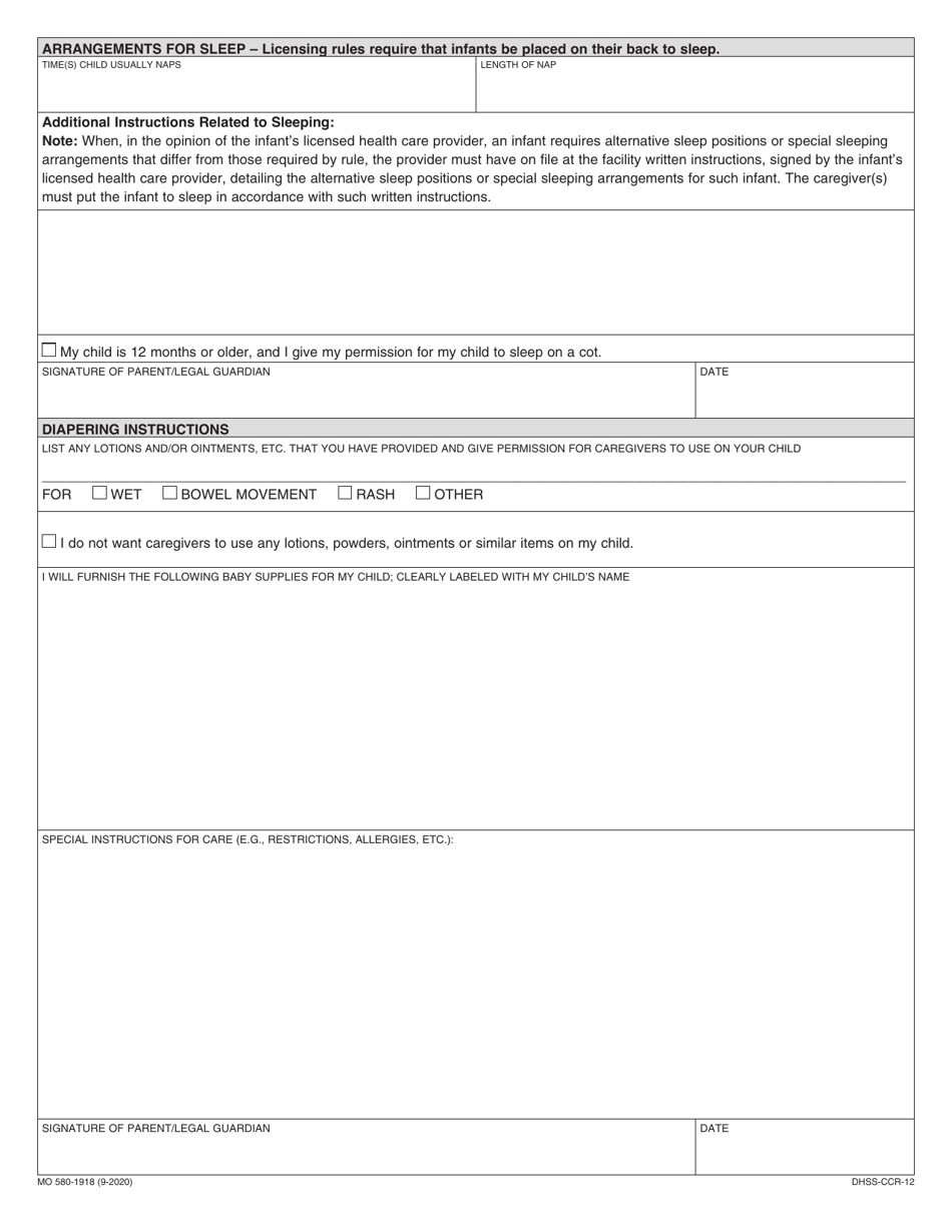 Form MO580-1918 (DHSS-CCR-12) - Fill Out, Sign Online and Download ...