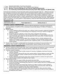 Form MO780-2688 &quot;Minimum Technical, Managerial, and Financial Capacity Requirements for Community and Nontransient Noncommunity Public Water Systems (10 Csr 60-3.030)&quot; - Missouri