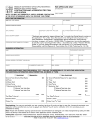 Document preview: Form MO780-1424 Contractor and Apprentice Testing Application - Missouri