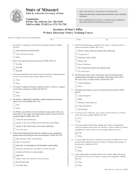 Form COMM.59E Written Electronic Notary Training Course - Missouri