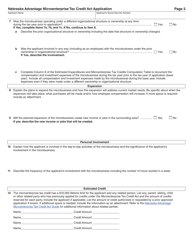 Nebraska Advantage Microenterprise Tax Credit Act Application - Nebraska, Page 2
