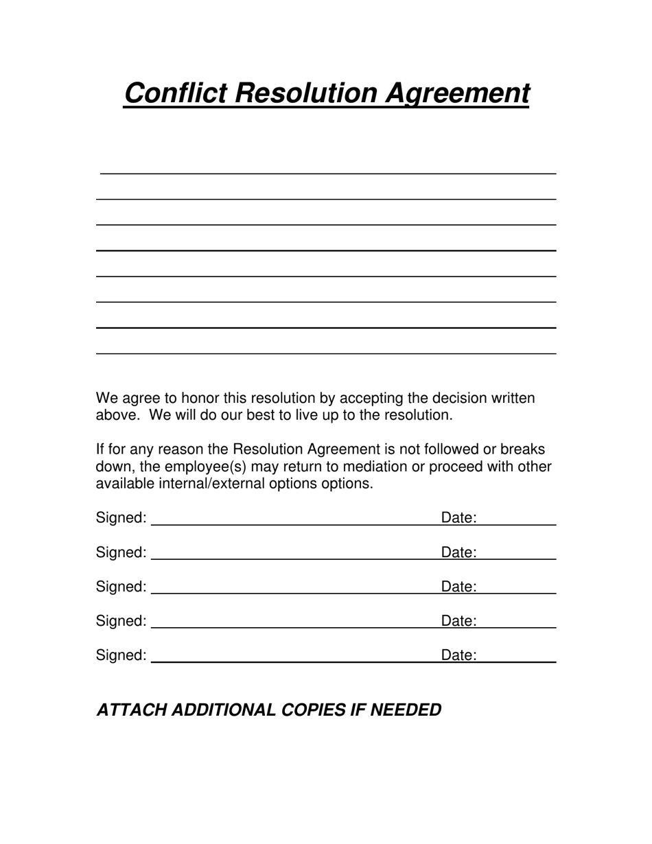 Conflict Resolution Agreement - Nevada, Page 1