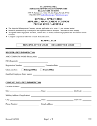 Form 572 Renewal Application - Appraisal Management Company - Nevada