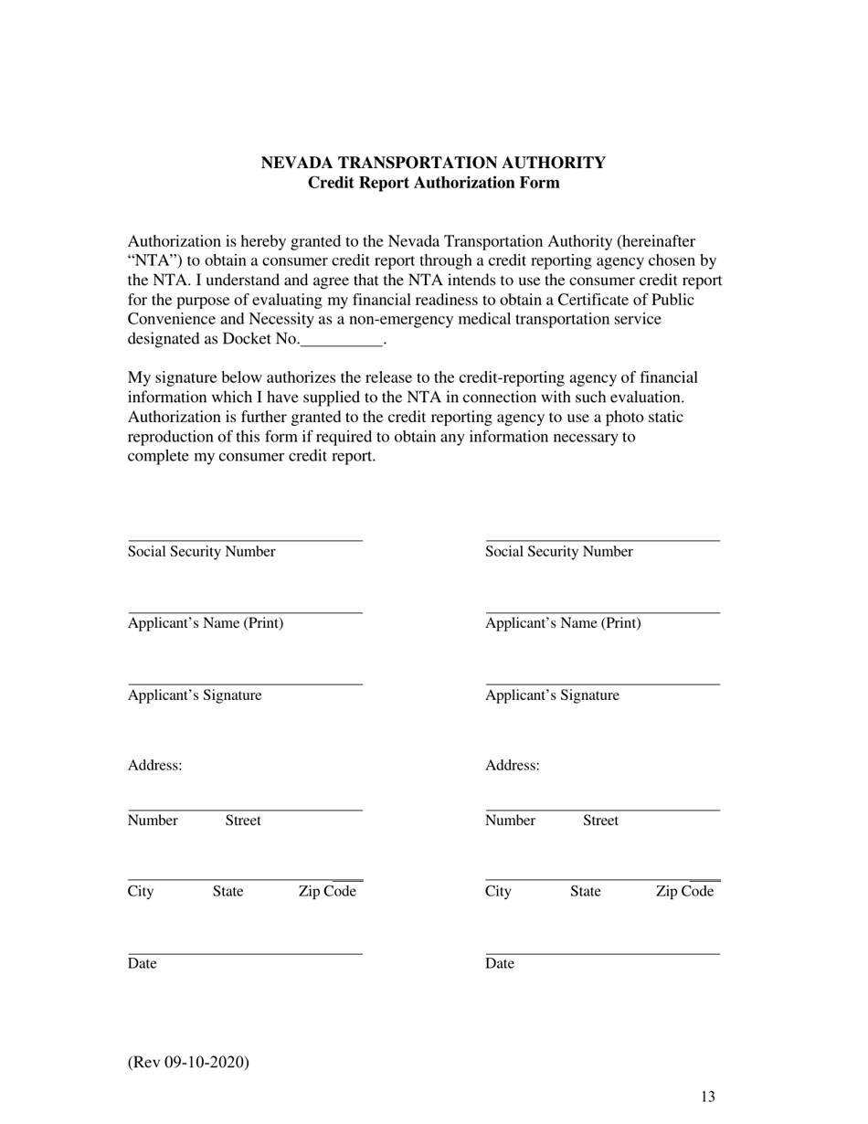Application for a New or Expanded Certificate or Order and Permit to Transport Passengers or Household Goods - Nevada, Page 13