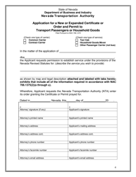 Application for a New or Expanded Certificate or Order and Permit to Transport Passengers or Household Goods - Nevada, Page 4