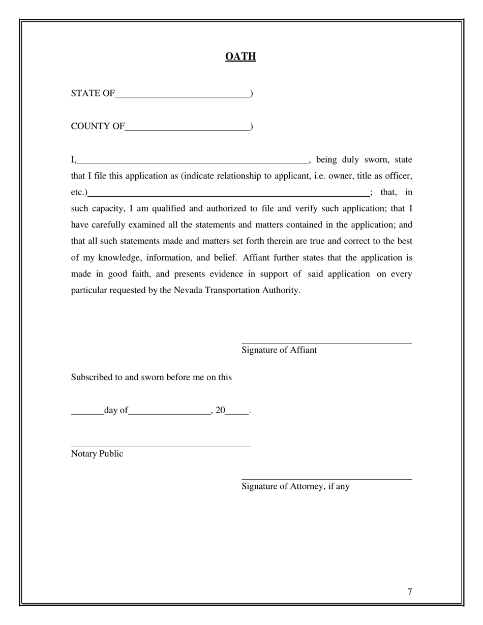 Application for a New or Expanded Certificate or Order and Permit to Transport Passengers or Household Goods - Nevada, Page 7
