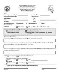 Document preview: Mentor Application - Nevada