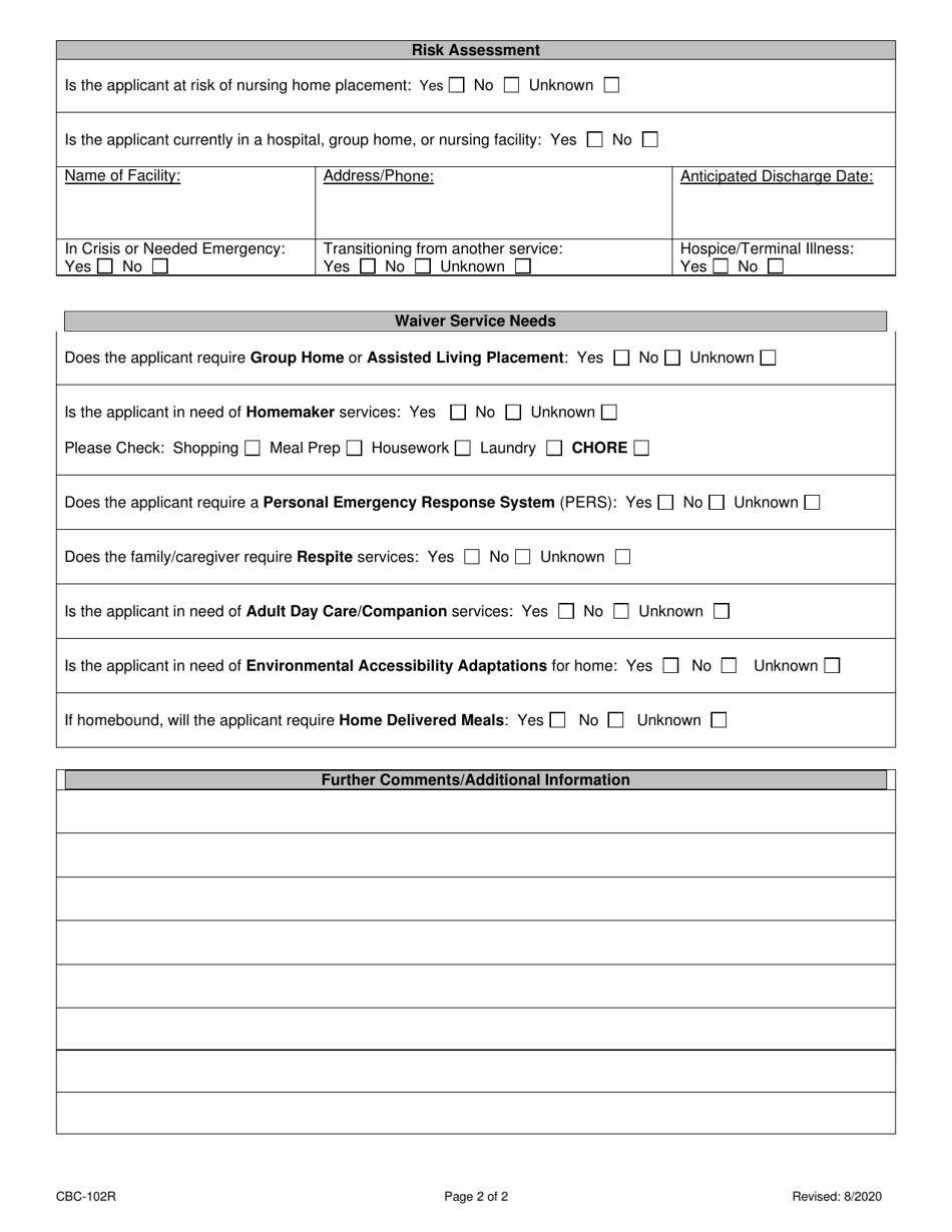 Form CBC-102R - Fill Out, Sign Online and Download Fillable PDF, Nevada ...