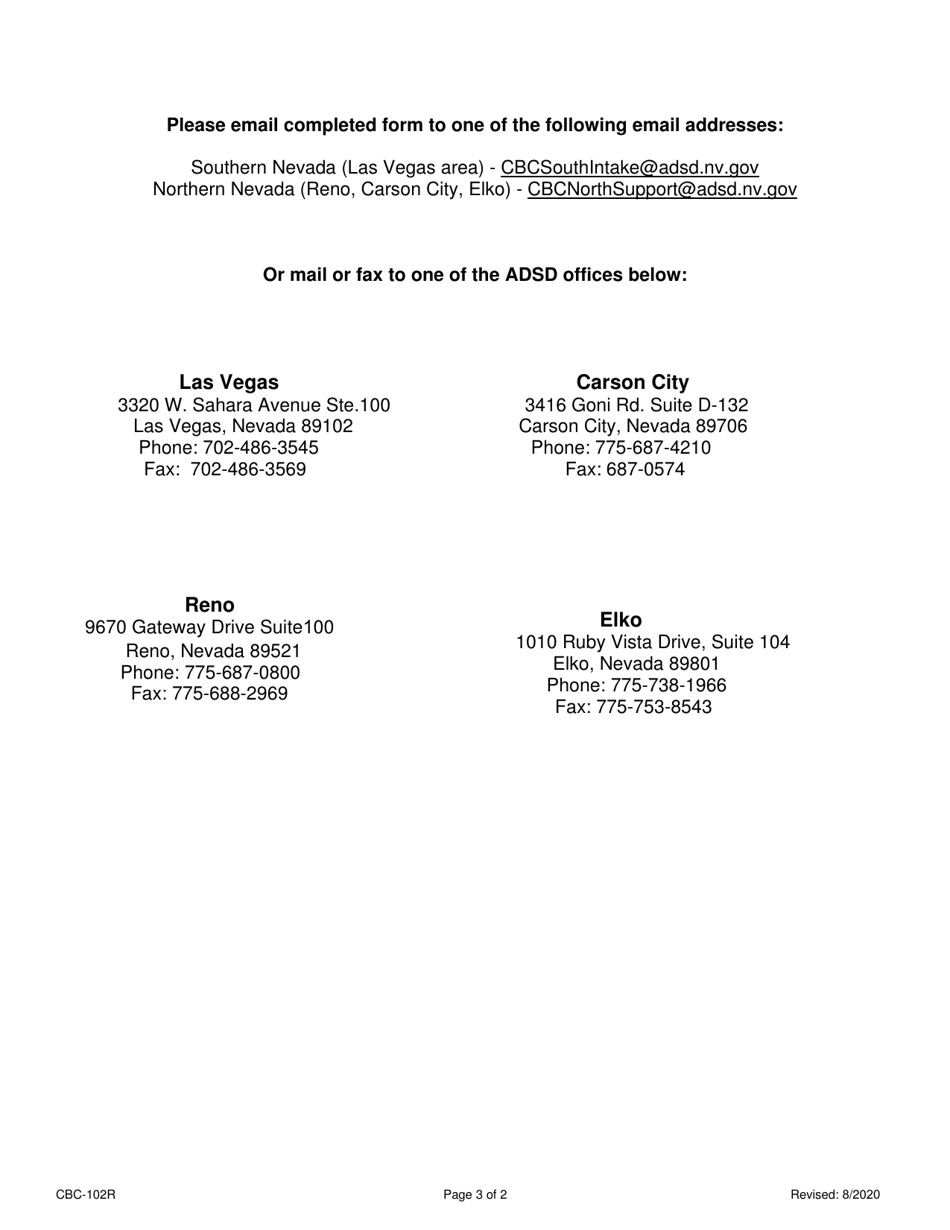 Form CBC-102R Community Based Care Referral - Nevada, Page 3