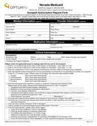 Form FA-65 Synagis Authorization Request Form - Nevada