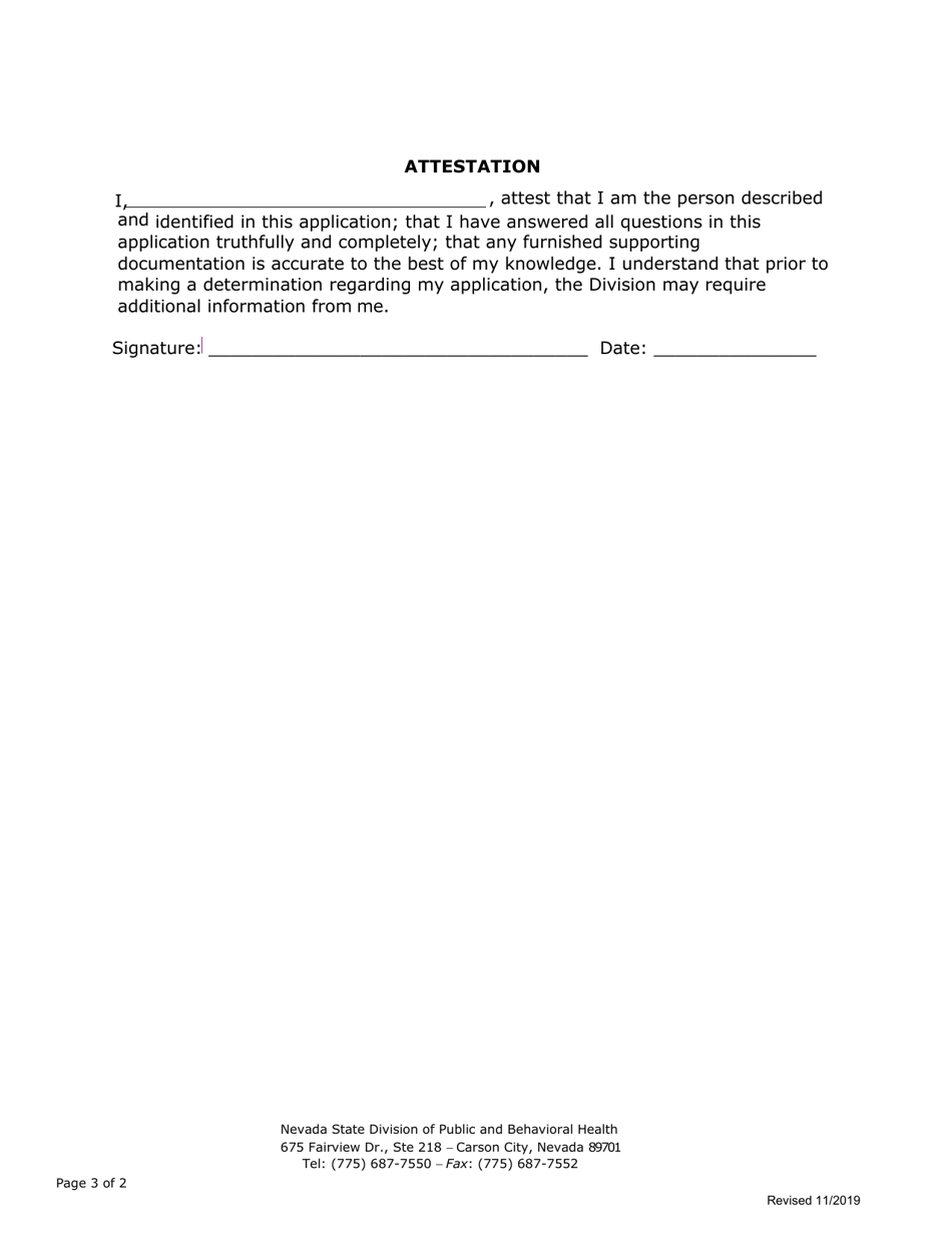 Radiation Therapy or Radiologic Imaging Registration Form for Persons Working Without Credentials on or Before 01 / 01 / 2020 - Nevada, Page 3